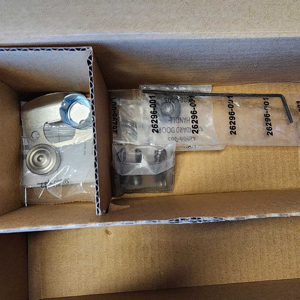 Prescott Satin Nickel Door Handleset Only with Tustin Door Handle in Satin Nickel Prescott Satin Nickel Door Handleset Only with Tustin Door Handle in Satin Nickel